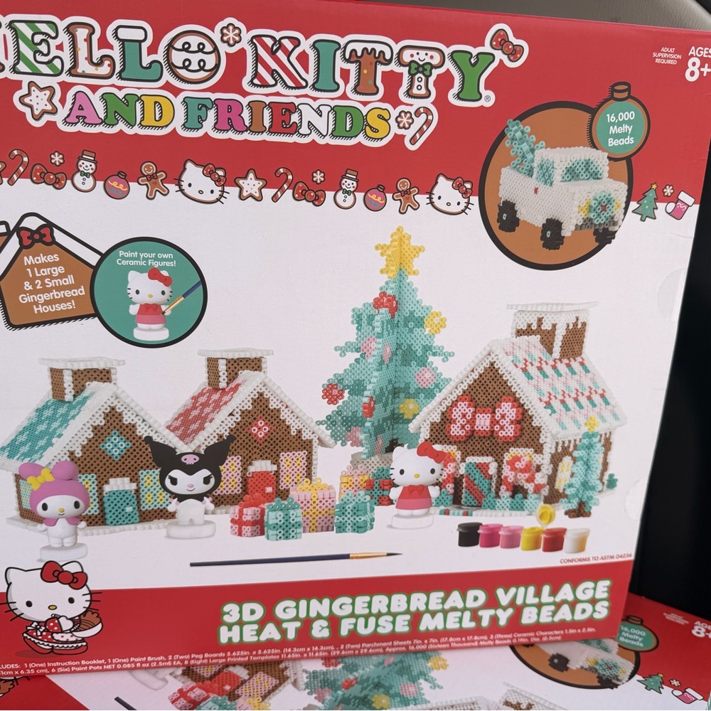 Hello Kitty 3D Gingerbread Village Heat & Fuse Melty Beads Kit - Red/White/Green